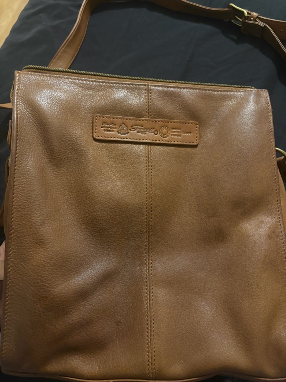 Fossil vintage Tan Leather Crossbody Bag y2k